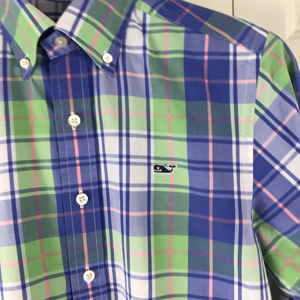 Vineyard Vines Slim Fit Whale Shirt Plaid XS Blue - Picture 3 of 6